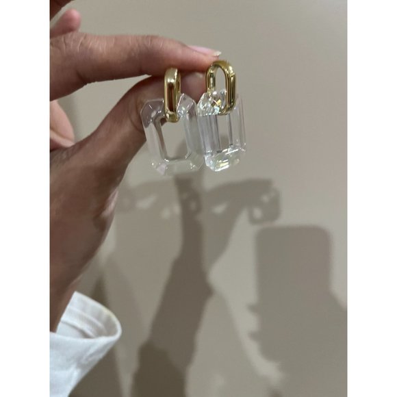 Chunky Clear Acrylic earrings , long clear white earrings , ice cube acrylic - Picture 7 of 7